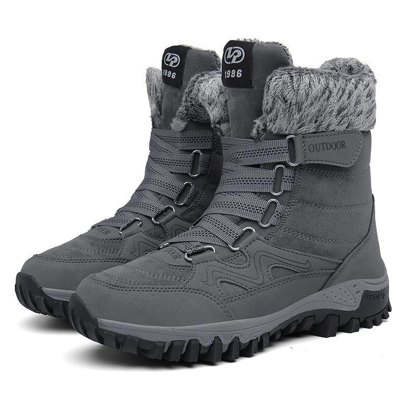 Womens Warm Plus Velvet High Top Snow Boots Non Slip Mountaineering Skiing Outdoor Casual Flat Boots