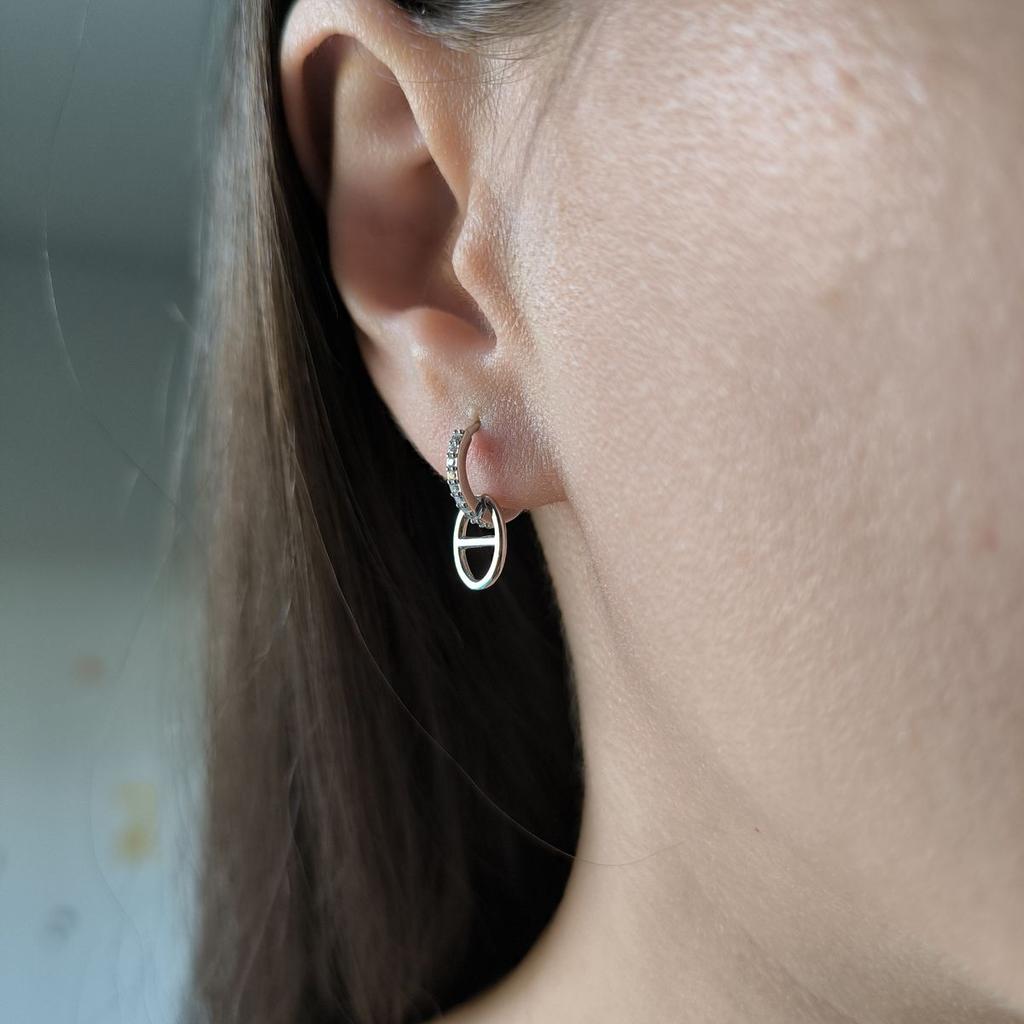 Серебряные серьги с фианитами (2187318)