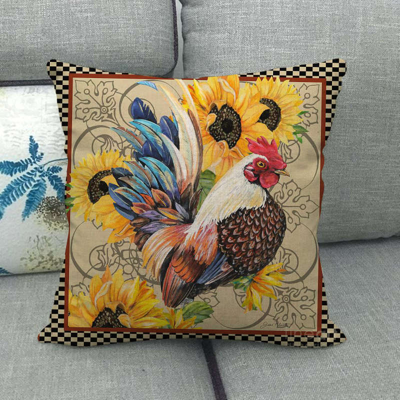 Geflügel (Hahn) Serie Im Landhausstil Digitaldruck Kurzflor Kissenbezüge für Sofa Büro Kissenbezug Haushaltswaren