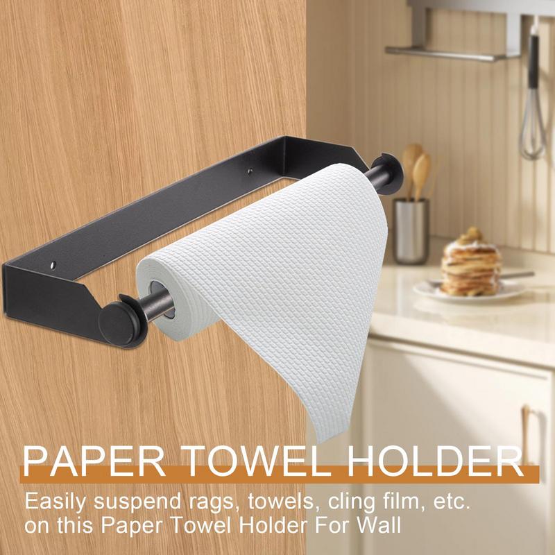 Mounted Paper Towel Holder Roll Organizer Self-adhesive Or Drilling Stainless Steel Paper Towel Under Cabinet Rack for Kitchen