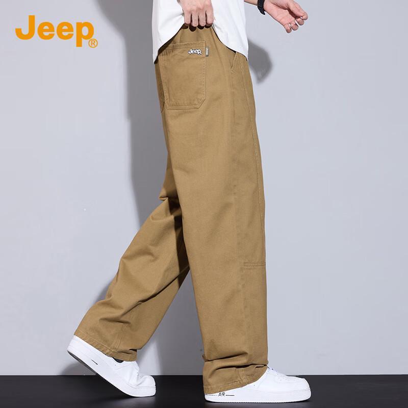 JEEP Men's 2025 Loose Fit Pure Cotton Casual Pants