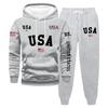 Men's Large Size Solid Color Printed Sweatshirt Set Men's Casual Sports Suit Sweatshirt Set