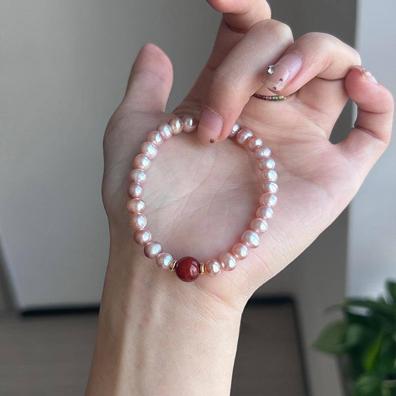 Женский браслет в стиле новой китайской роскоши Freshwater Pink Pearl