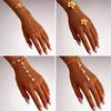 Gold Color Chain Ring Bracelet Starfish Flower Pearl Bracelet Finger Bracelet  Jewelry Accessories