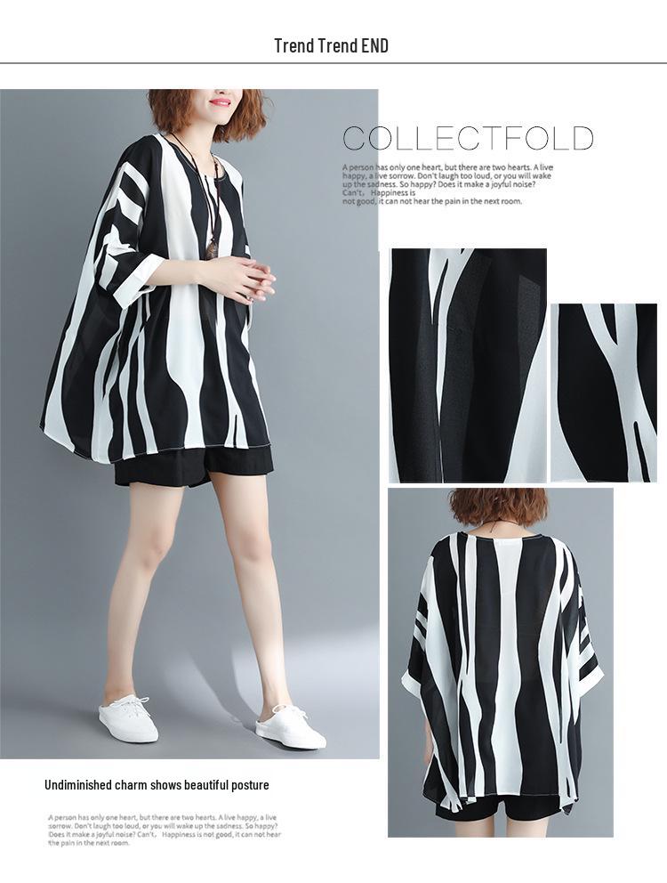 2021 Summer Plus Size Batwing Sleeve Chiffon Top - Loose Fit, Slimming Fashion