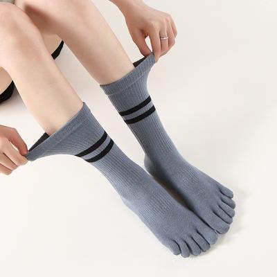 Meias de Cano Médio de Cinco Dedos de Silicone Antiderrapante para Esportes Profissionais de Pilates Yoga Feminino