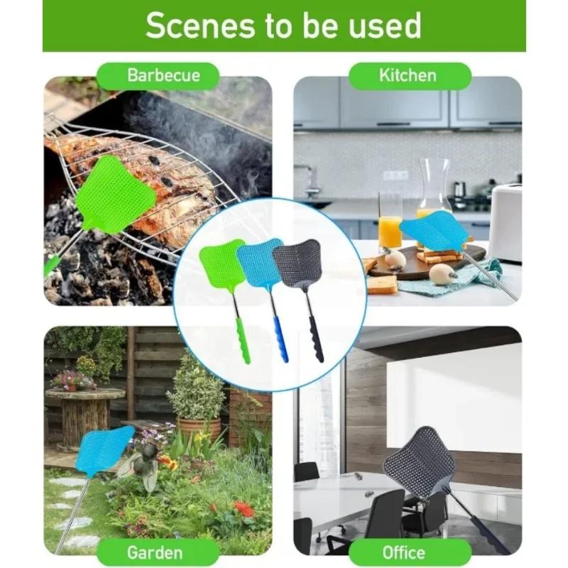 Flugsmälla med handtag i rostfritt stål Teleskopisk flugsmälla Stor insektssmällare Som fungerar för inomhus Klassrum Kontor Utomhus