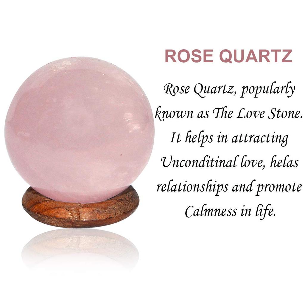 Reiki Crystal Products Natural Crystal Stone Ball - Sphere Rose Quartz Ball for Reiki Healing Stone Ball 30 Mm
