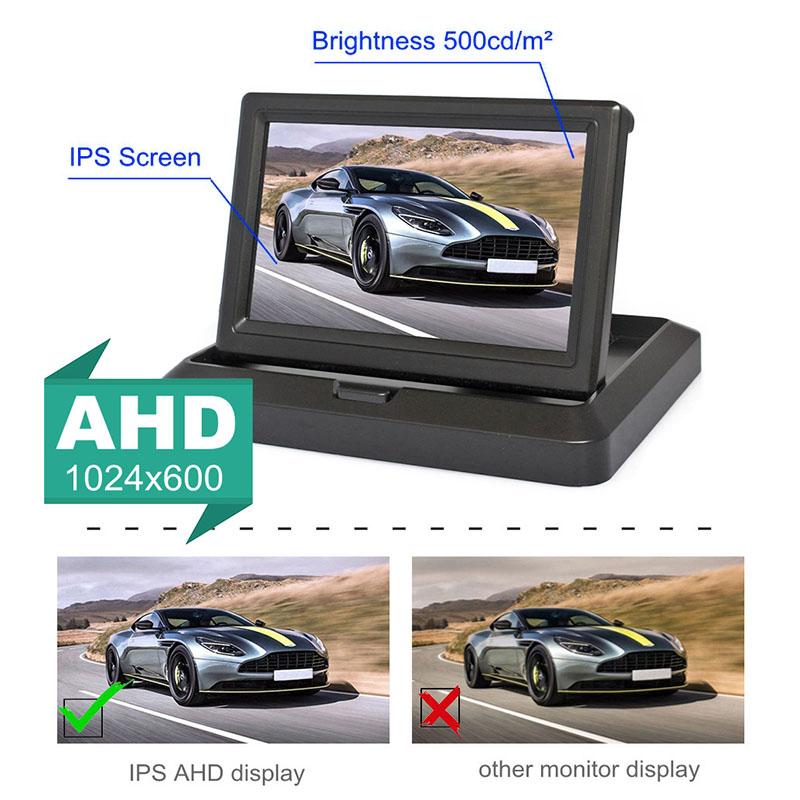 

5 IPS AHD Screen Video Display Monitor Folding Rear View Camera Parking and Reverse System AV Connector