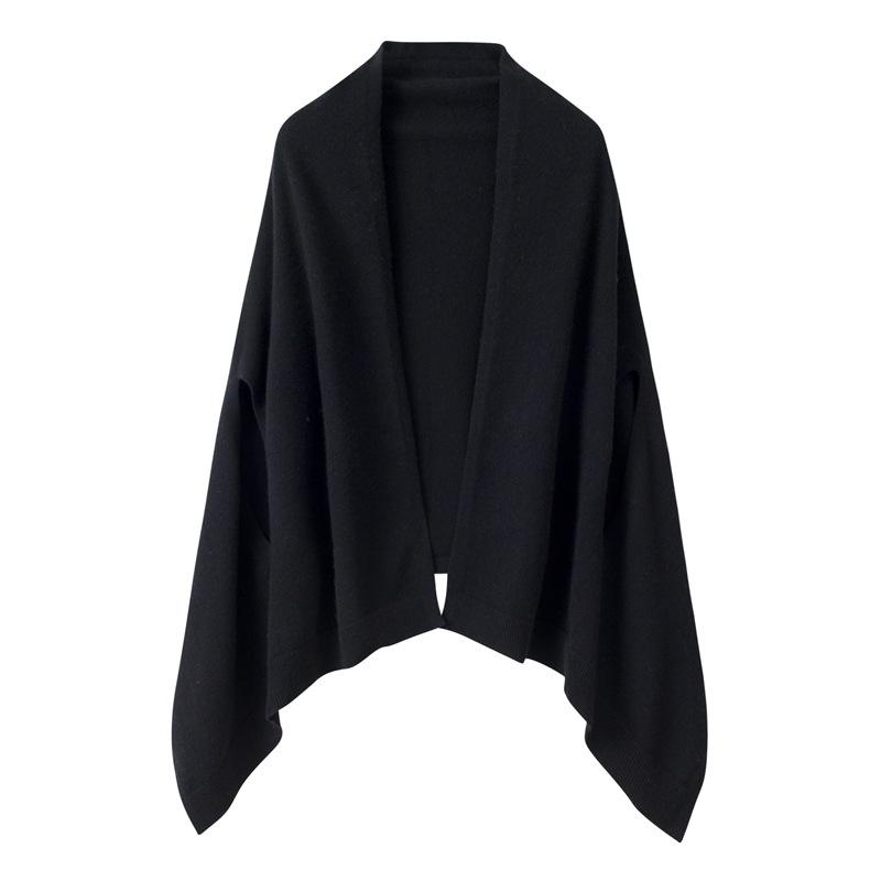 

Универсальная шаль из 100% чистого кашемира: Модный теплый шарф-накидка для шеи и плеч, однотонный шарф и кардиган-накидка для кондиционированного воздуха. Size 145*58 чёрный