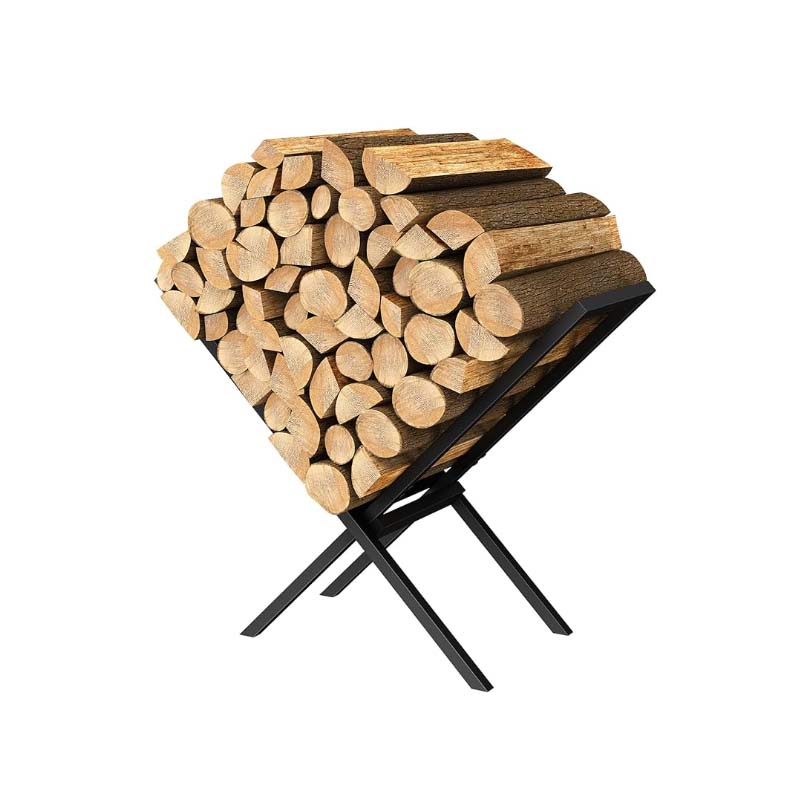 ABQ X-shaped firewood rack for storing fireplace wood, outdoor heavy-duty log stacking rack storage rack