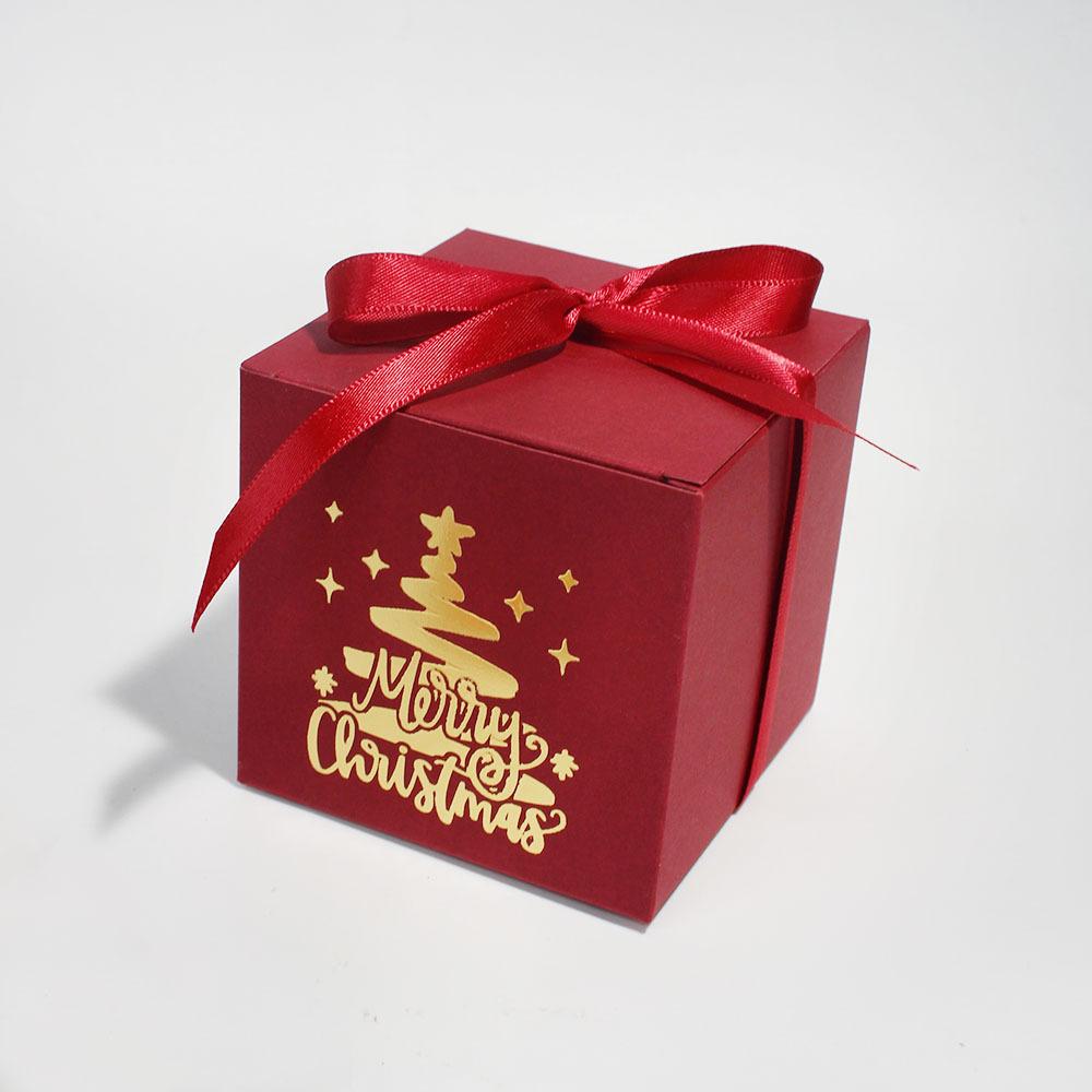 12PCS Christmas Bronzing Square Box Creative Candy Box High-end Red Bronzing Christmas Tree Gift Box