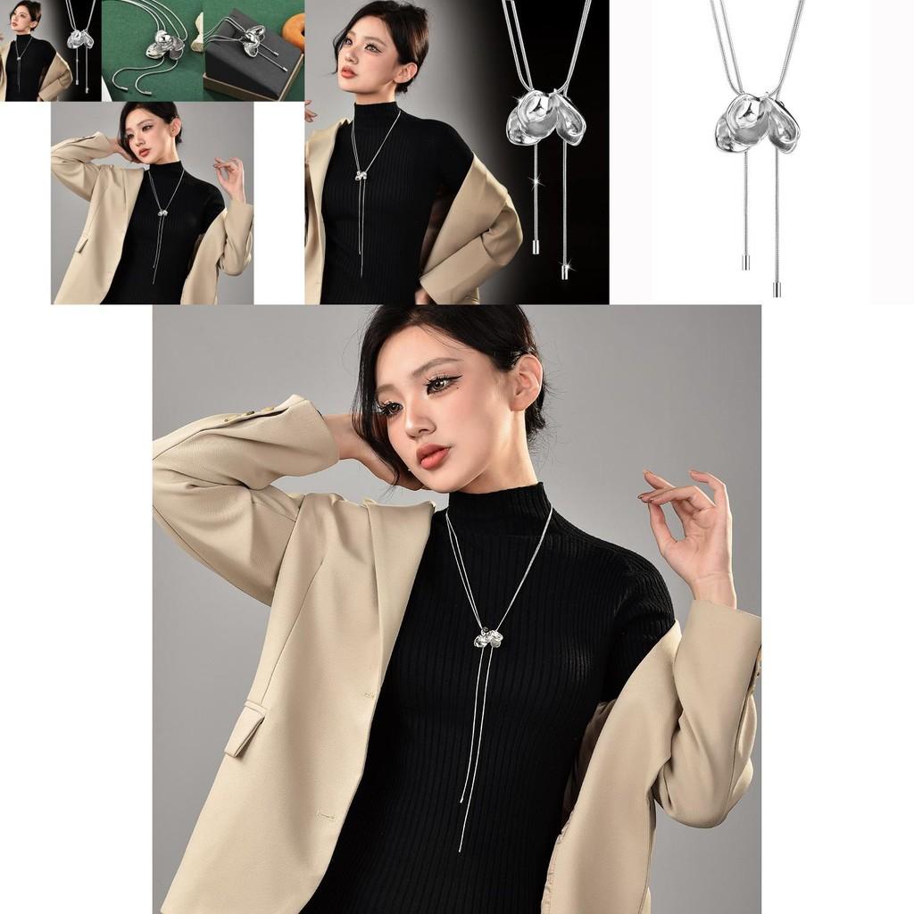 Beautiful Tulip And Camellia Inspired Women's Necklace With Sleek Snake Chain Design