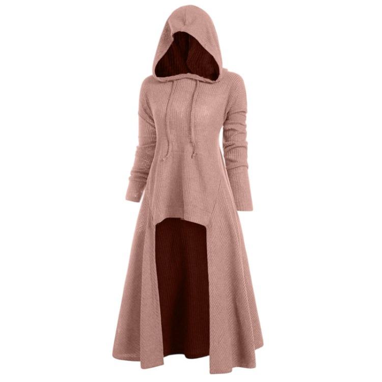 Top a mantella in maglia con cappuccio Retro Manica lunga Taglie forti Moda Abbigliamento Donna