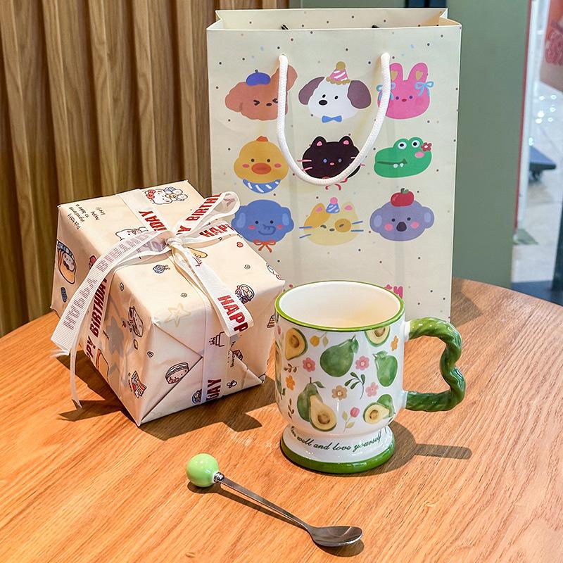 Cană ceramică drăguță pentru fructe cadou de ziua de naștere fată cană cafea lapte cadou suvenir prietenă cutie cadou