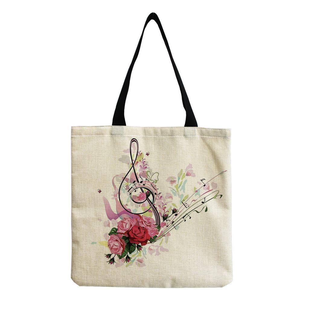 Sac Cabas Vintage en Lin pour Femme - Grande Capacité Sac à Bandoulière Imprimé Piano pour Usage Quotidien & Courses KTB