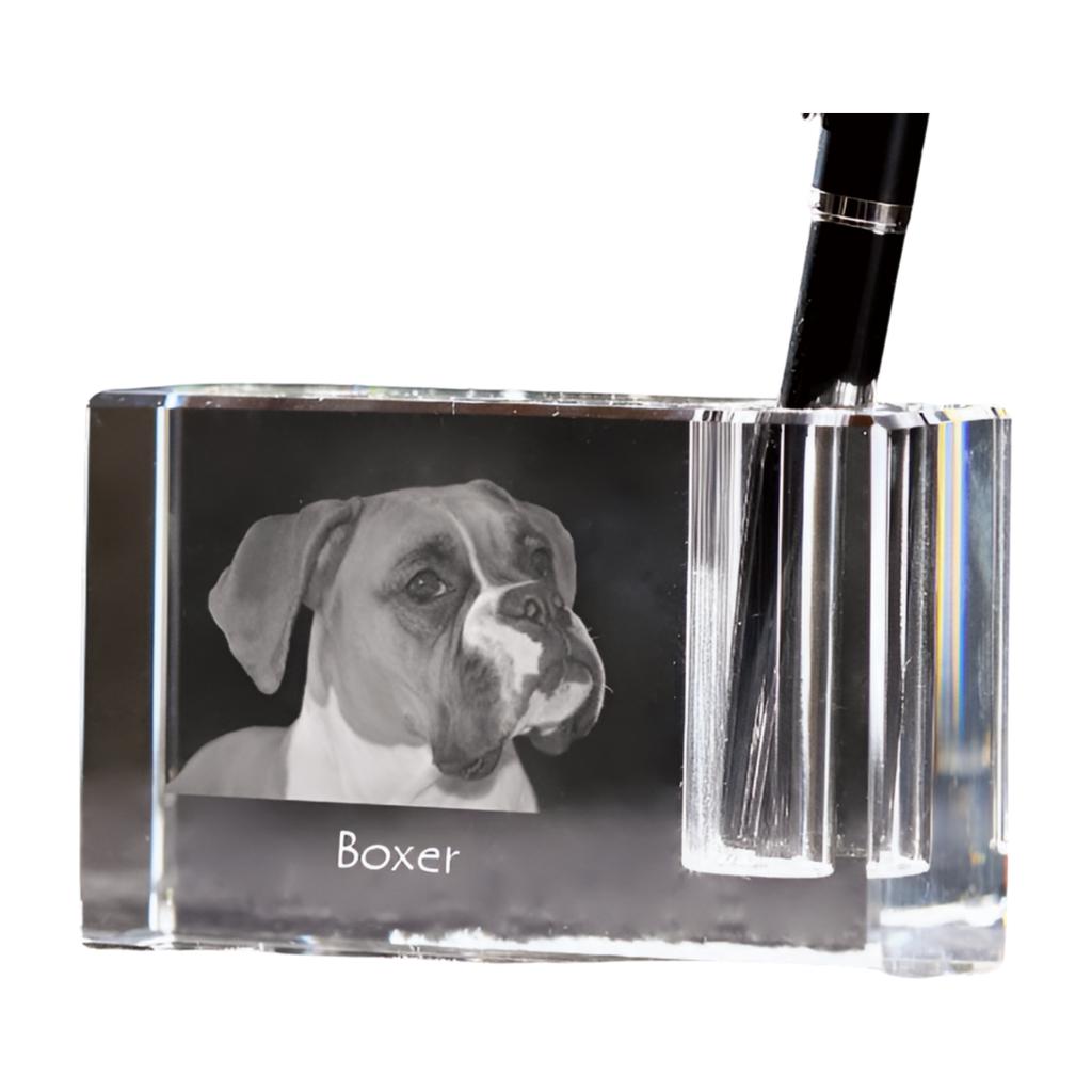 Boxer, German Boxer I – Pen stand, crystal organiser with dog photo | Art-Dog