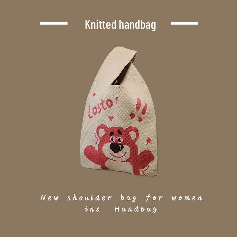 Trendy Women's Knitted Wool Bucket Handbag - Casual Tote & Lunch Box Bag