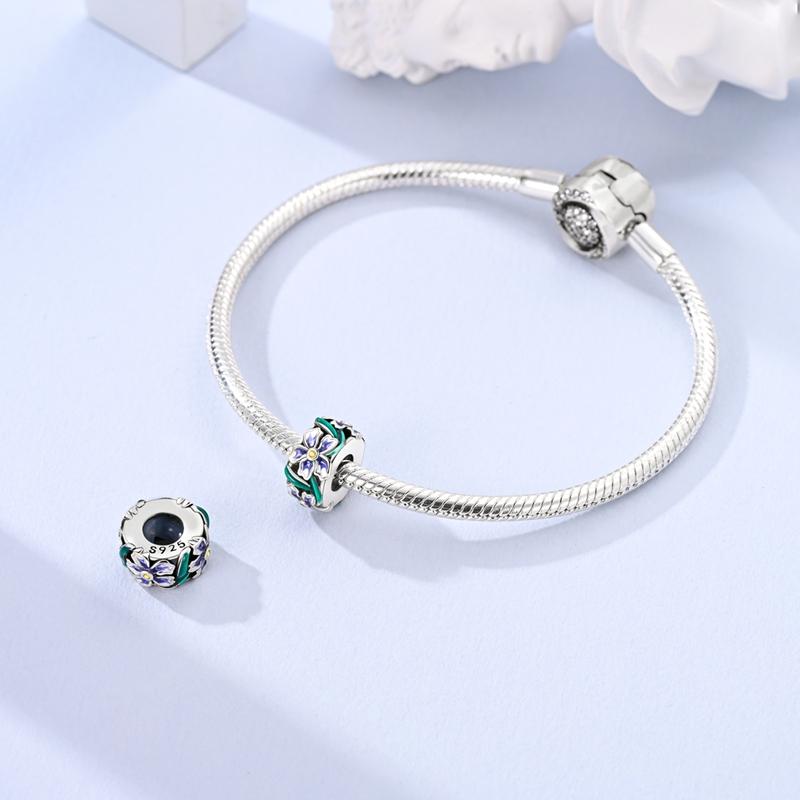 Purple Iris Flower Plant Bead Charms copper Plated Authentic Bead Charms Compatible With Authentic Charm Bead Charms Bracelets Jewellery Diy Gifts Ide