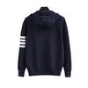 2024 Autumn/Winter Unisex Hooded Knit Cardigan with Double Zipper and Four-Bar Stripe In Academy Style