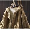Women's Retro Winter Quilted Cotton Jacket with Hood, Vertical Stripes, Loose Fit, Petite Size, Warm & Thick Design