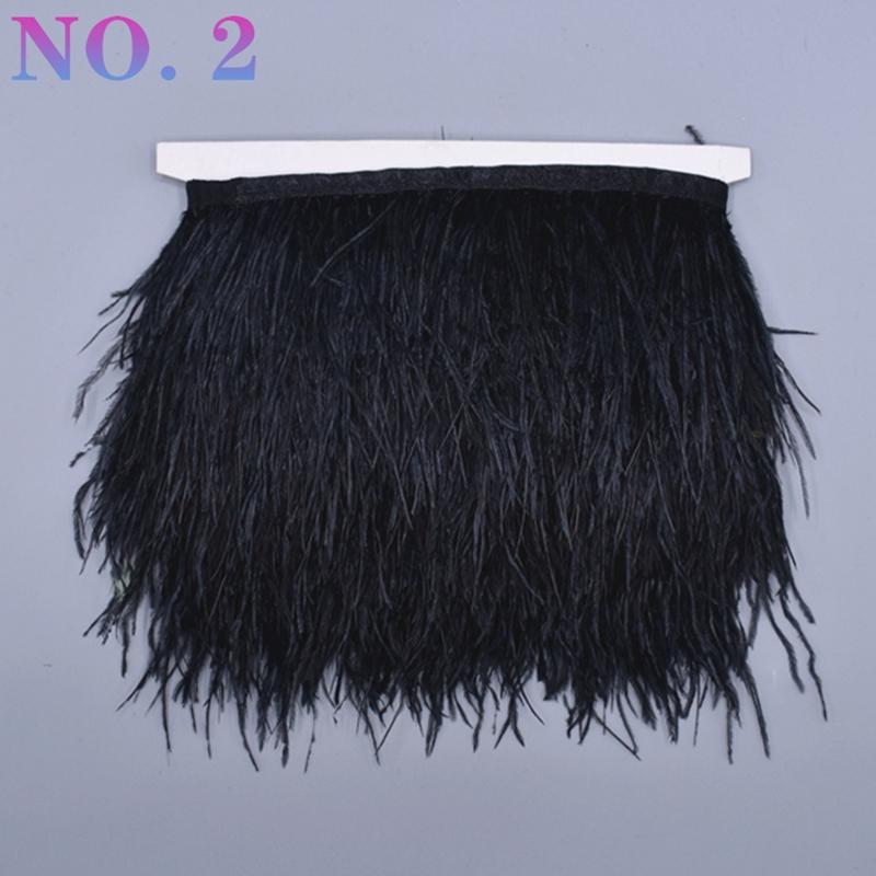 10 Meter Straußenfedern auf Band Band Fransenbesatz 8-10 cm Bastelzubehör Schwarz Weiß Straußenfeder Nähborten