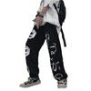 Male Streetwear Wide Leg Oversize Pants Black Harajuku Printed Anime Sweatpants Loose Casual Sport Straight Trousers Men