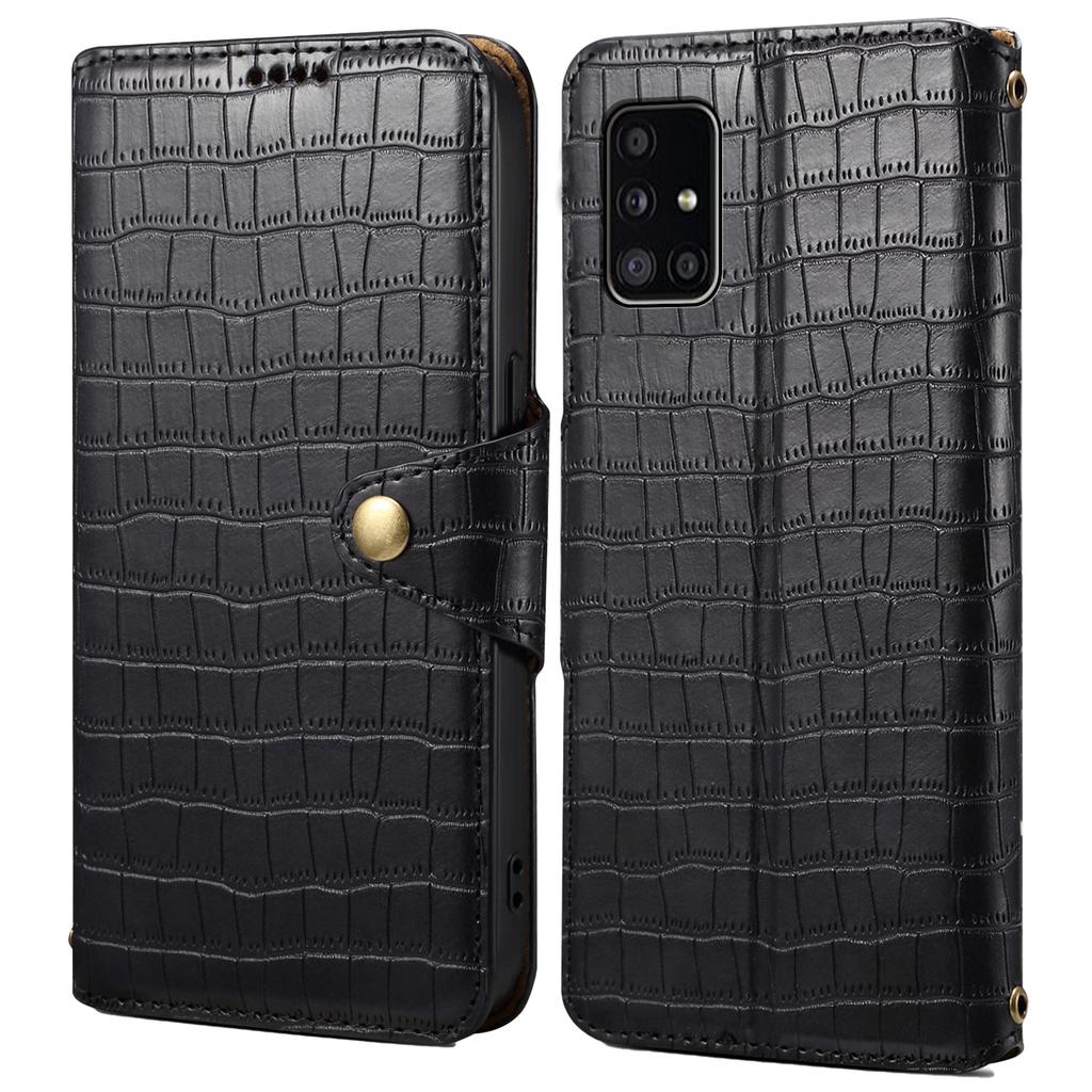 For Samsung Galaxy A51 4G SM-A515 Wallet Case PU Leather Crocodile Texture Phone Cover