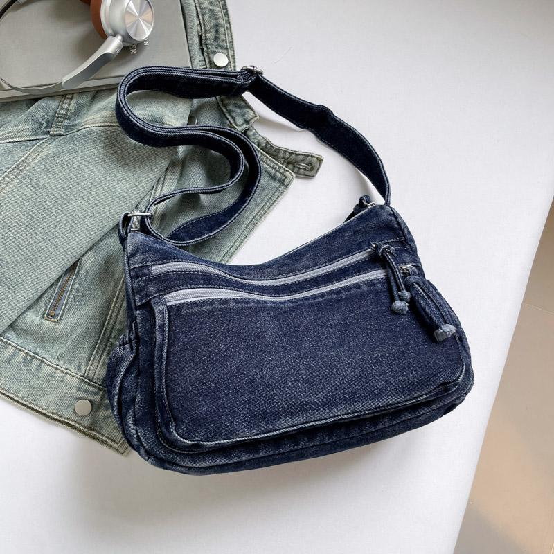 Denim Bag Women's Large Capacity Shoulder Bag Retro Student Crossbody Bag