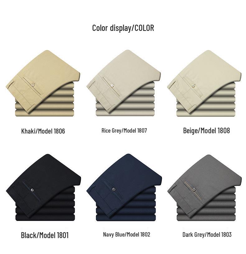 Men's Summer Cotton Casual Pants – Lightweight, Mid-Rise, Straight-Leg, Suitable for Middle-Aged and Elderly