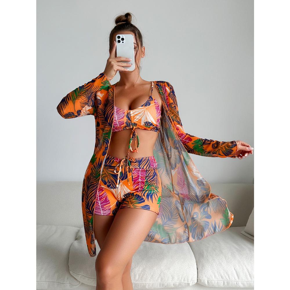 

Сексуальный европейский и американский многоцветный модный женский купальник-бикини из трех частей XL