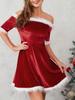 Off-Shoulder Plush A-Line Dress - Autumn/Winter Edition