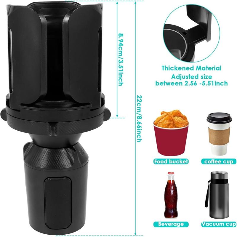 Getränkehalter-Expander fürs Auto, Schwarz, universeller Getränkehalter fürs Fahrzeug, Aufbewahrungszubehör fürs Auto, kompatibel mit 2,65 bis 5,5 Zoll Wasserflaschen
