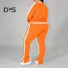 2 Stuks/Set Dames Joggingpak Plus Size Rits Lange Mouw Trainingspak met Broek Losvallend Trainingspak Sportoutfit voor Joggers