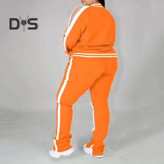 2-teiliges Jogginganzug-Set für Damen in Übergröße, mit Reißverschluss, langärmelig, Trainingsanzug mit Hose, lockere Passform, Sport-Outfit für Jogger