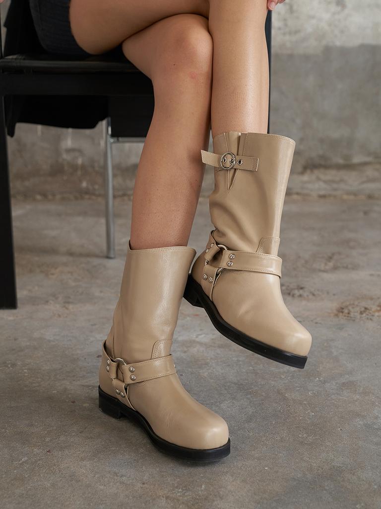 Blanc Sur Blanc Noah Biker Boots Beige