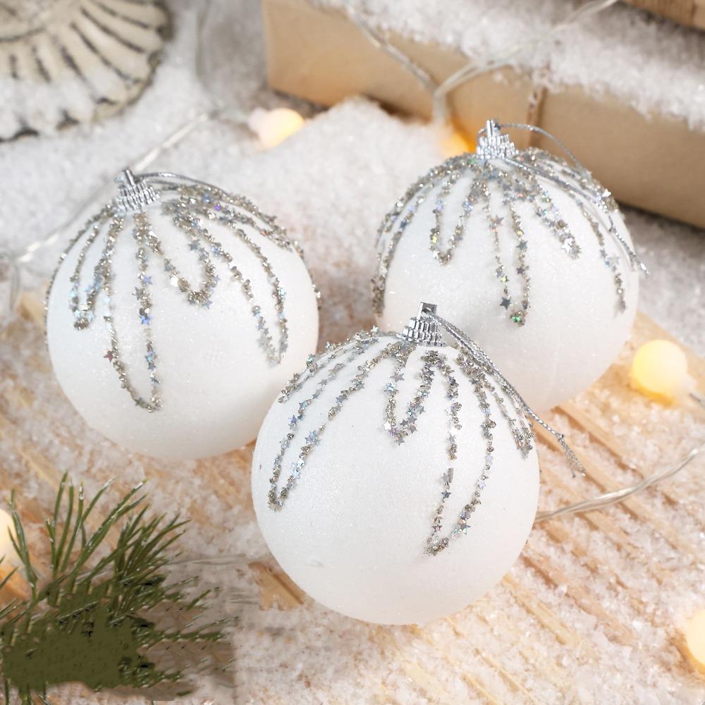 3 pcs/set Glitter Christmas Color Balls Hanging Decorations Xmas Tree Ornaments  Party Decor