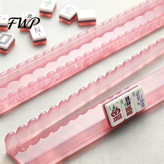 Mah Jongg Rack Mahjong with Detachable Magnetic Pusher, Scalloped Acrylic Set Tile Holder & Pusher Set, American Accessories