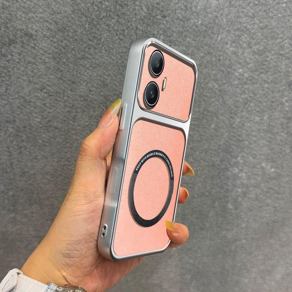 Upgraded Big Lens Protection Case for realme C55 Luxury Leather Casing with Magnetic Ring