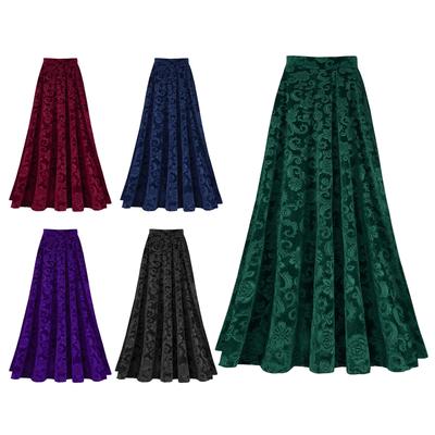 Damen Retro Rock mit Blumendruck Elastischer Bund Einfarbig Vintage-Stil für Hochzeitsparty Bankett