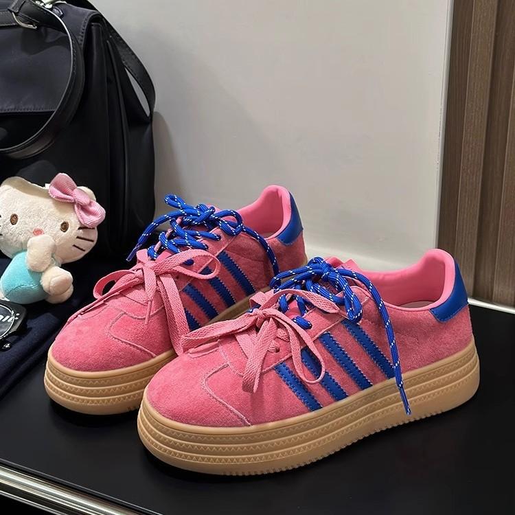 Thick-soled Matte Leather Four-bar German Training Shoes Women's Shoes 2025 Spring New Pair of Shoelaces Breathable Casual Sports Board Shoes Women