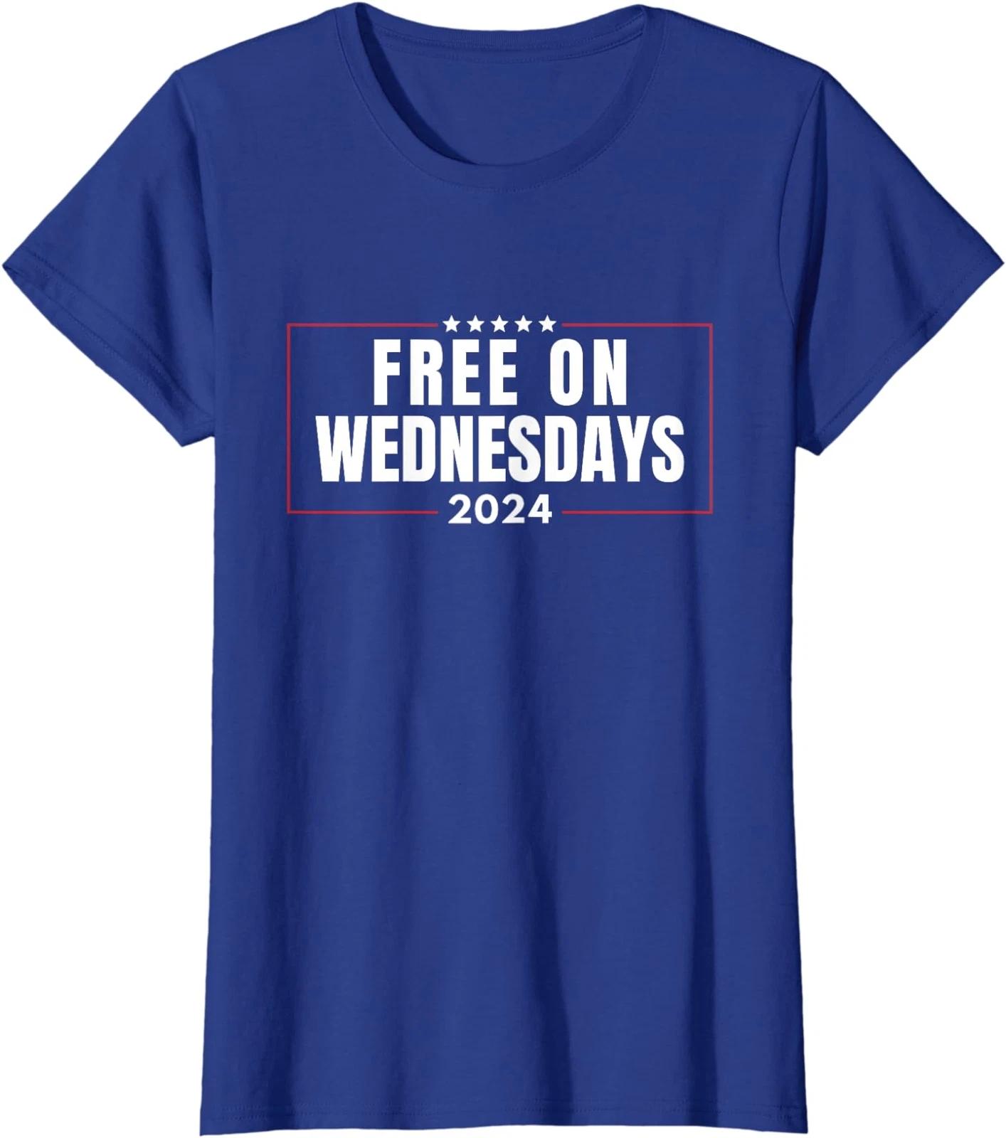 Free On Wednesdays 2024 Election Funny Trump Biden Ladies Crewneck T-Shirt XS