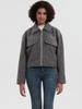 Women's European & American Style Grey Wool Coat with Turn-Down Collar, Large Pockets, for Autumn & Winter