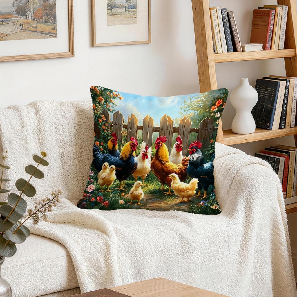 1/4pcs Farm Rooster Cushions Pillowcase Polyester Cushion Cover Throw Pillow Pillowcover Home Car Sofa Decor