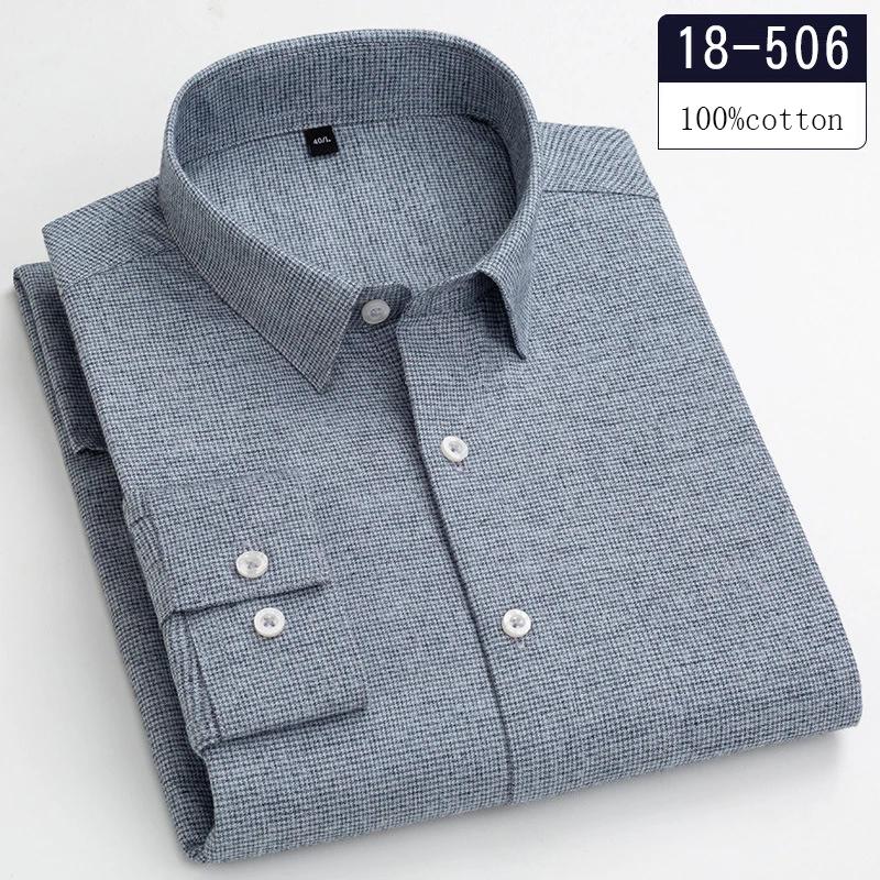 Luxury High-quality100%cotton Houndstooth Full Shirts for Men Slim Fit Casual Shirt Long-sleeve Plaid Soft Designer Clothes Ropa