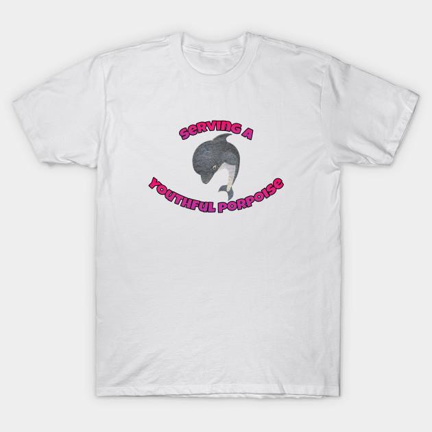 

Men Black Print T-shirt Serving A Youthful Porpoise - Norm Macdonald Inspired Art No-Cut Transfer Paper Print Cotton Tshirt M білий