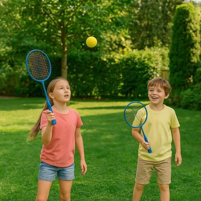 Junior Badminton Set 2 Short Rackets 45 Cm with Shuttlecock and Foam Ball For Children - Random Color
