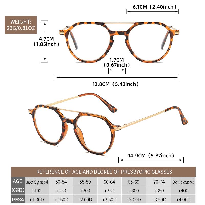 Double-beam high-end metal leg reading glasses, fashionable and ultra-light, daily wear, shooting decoration, reading glasses
