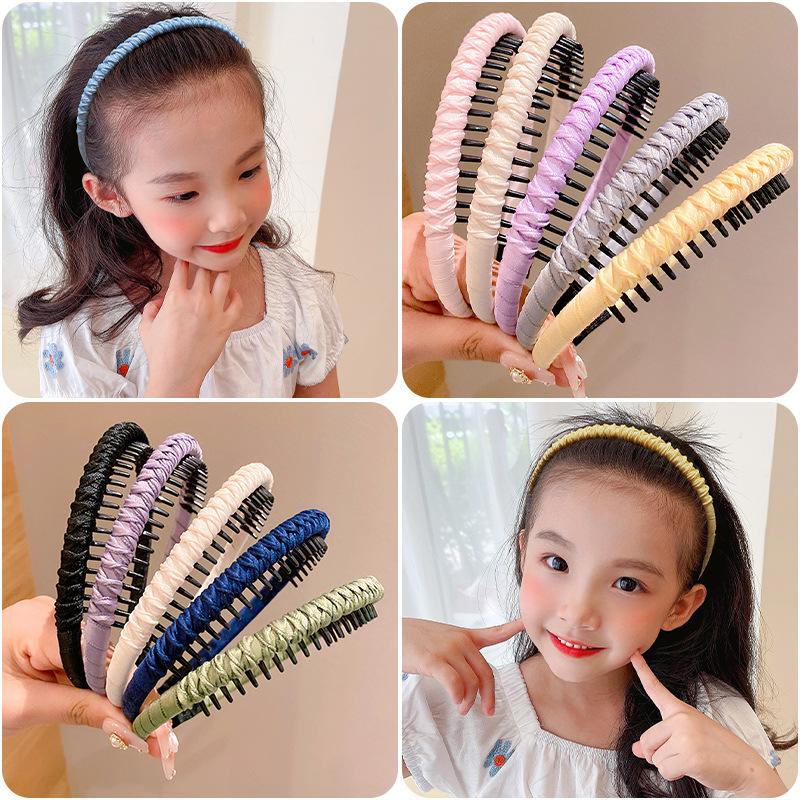 Cute Candy Colors Wrap Cloth Teeth Hairbands For Girls Sweet Hair Ornament Non-slip Headband Hair Band Fashion Hair Accessories