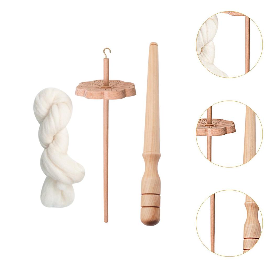 Flower Shape Drop Spindle Craft Tool Portable Sewing Projects with Winder Stick Yarn Spinner Wheel for Crochet Knitted Woven